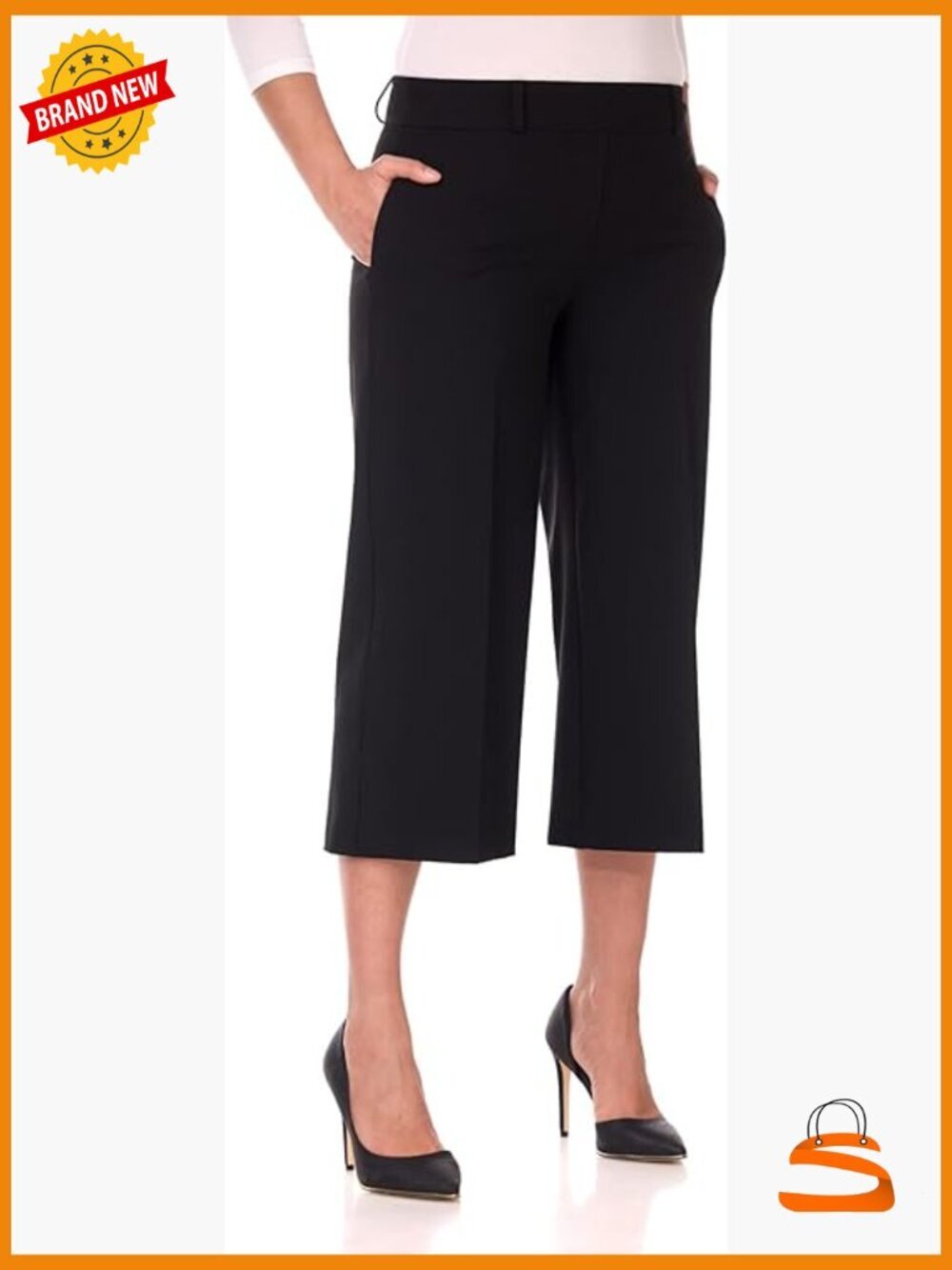 Wide Leg Flowy Stretchy Capri Pants Pull On Dressy Cropped Palazzo